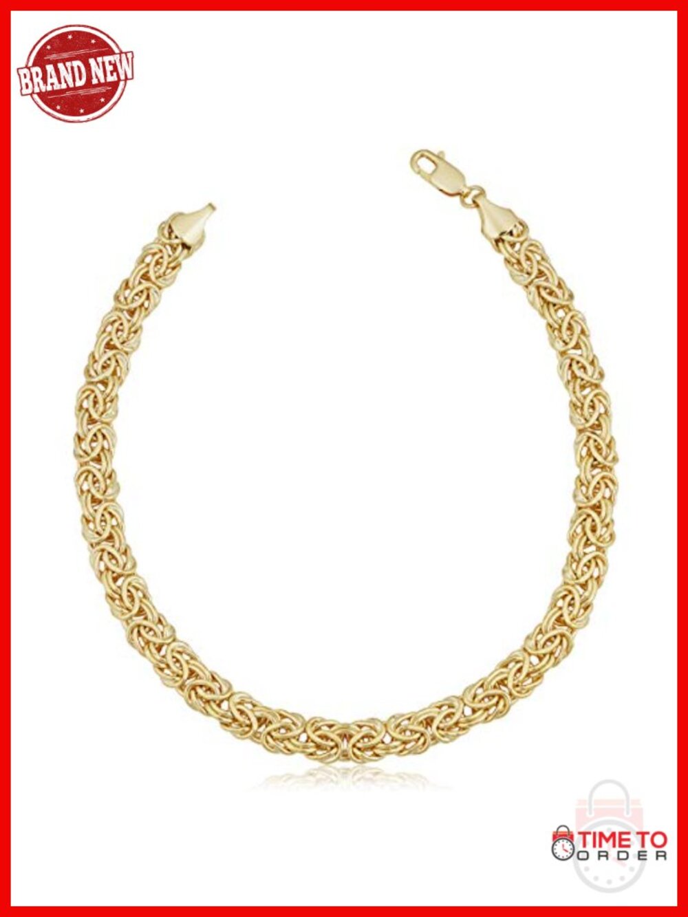 Solid 14k Yellow Gold Filled 6mm Byzantine Chain Bracelet Lobster Claw
